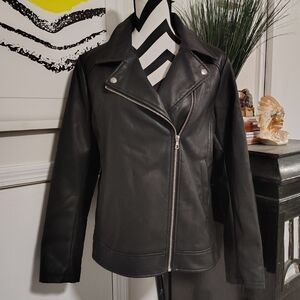 NWT a.n.a. Faux Leather Moto Jacket Black Women's Large Bikercore Classic NEW!